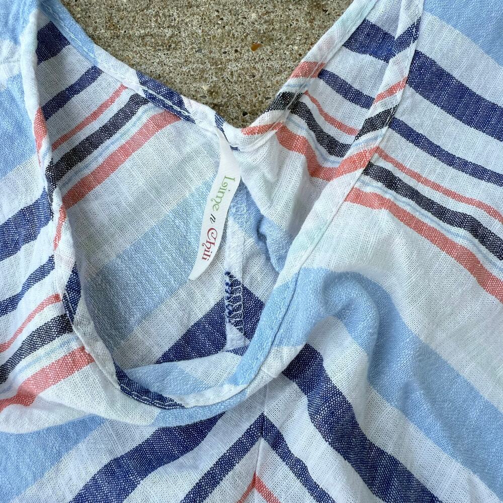 Lime n Chili Top Babydoll Sleeveless Striped Women Blue White - Picture 3 of 5